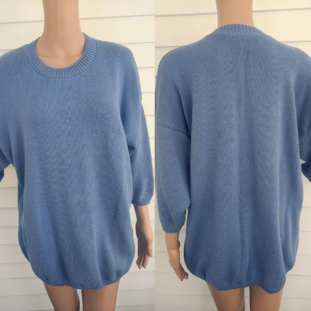 Blue Hunt Club Sweater Oversize Unisex S Cotton